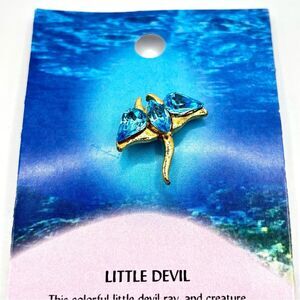 Blue Rhinestone Sting Ray Lapel Pin Sea Animal Brooch